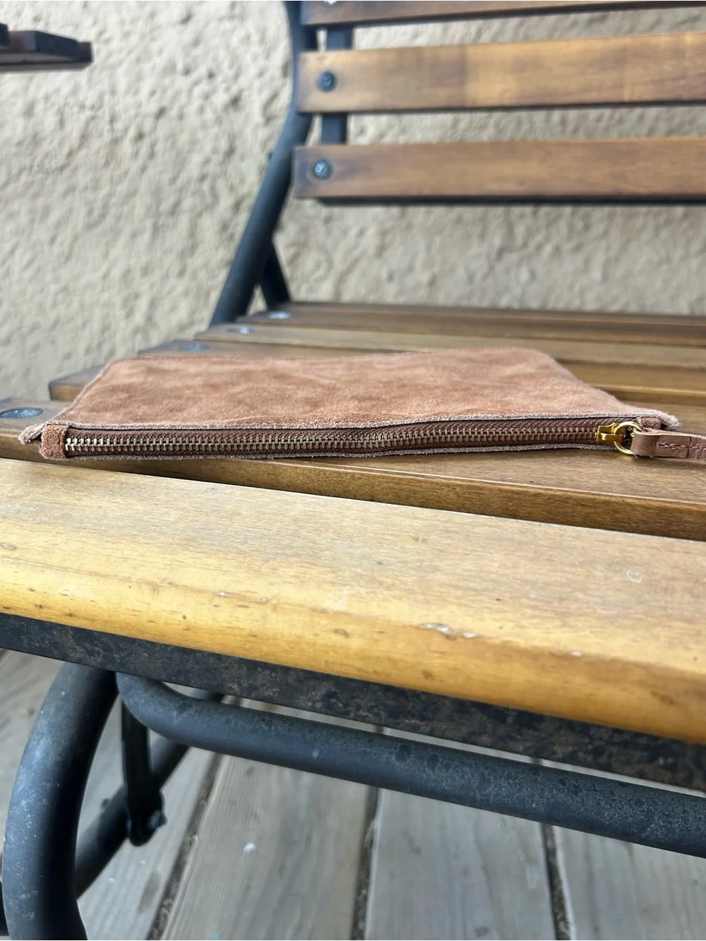 Haute Hippie Suede Wristlet Clutch in Light Brown